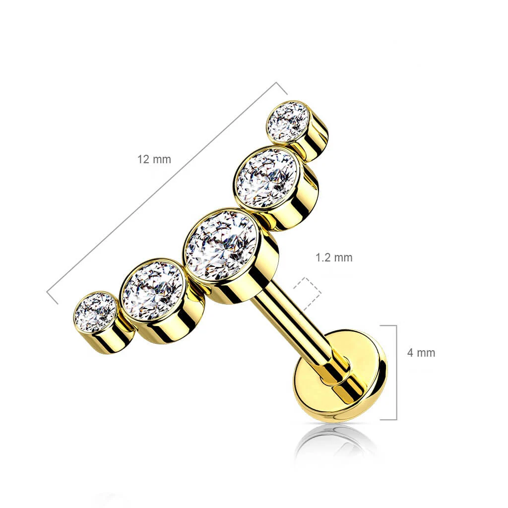 Labret 5 cyrkonii gwint wewnętrzny - Image 2