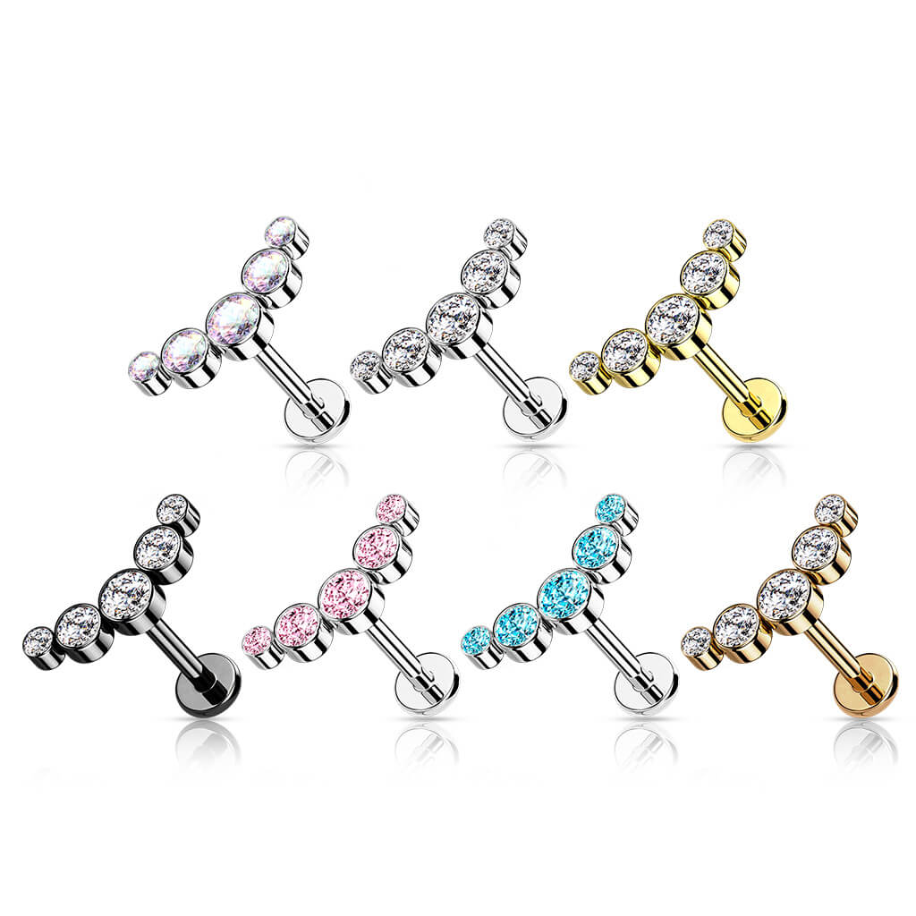Labret 5 cyrkonii gwint wewnętrzny - Image 3