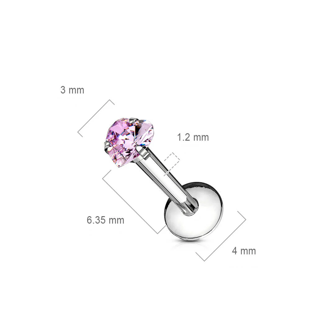 Labret cyrkonia serduszko gwint wewnętrzny - Image 2