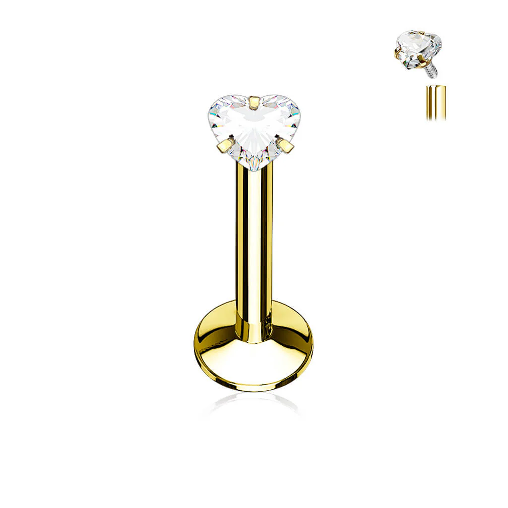Labret cyrkonia serduszko gwint wewnętrzny - Image 2