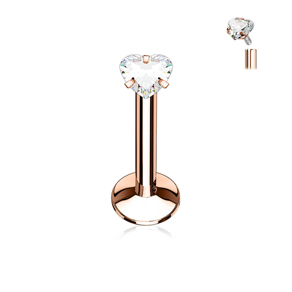 Labret cyrkonia serduszko gwint wewnętrzny - Image 4
