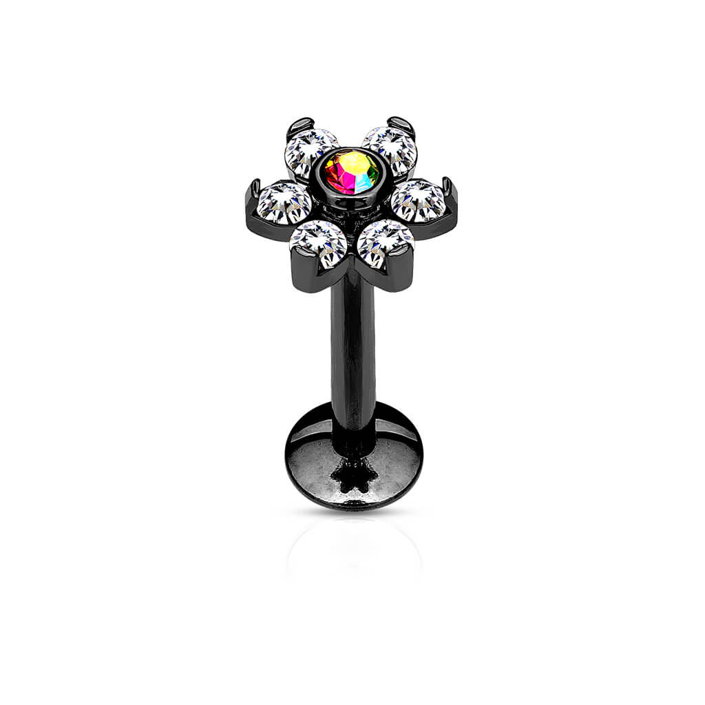 Labret cyrkonia kwiatek gwint wewnętrzny - Image 3