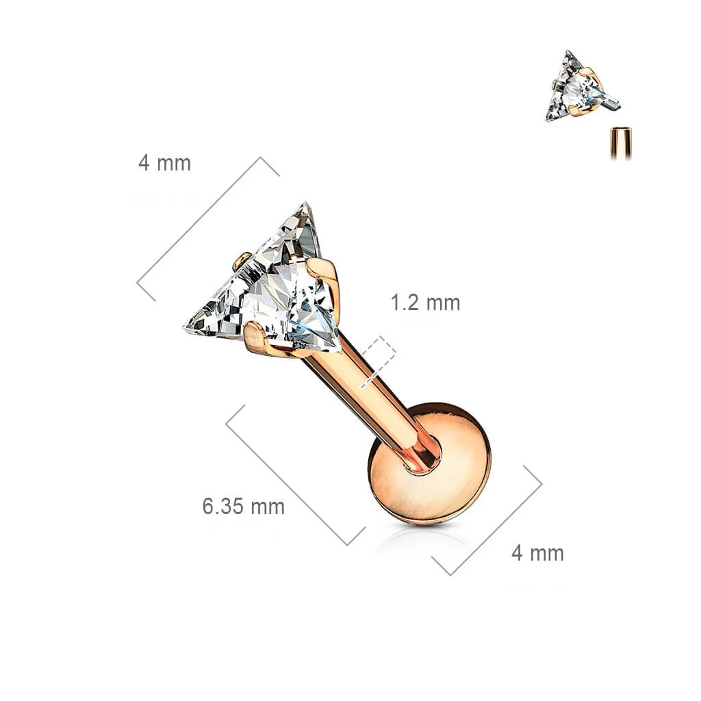Labret cyrkonia trójkąt gwint wewnętrzny - Image 2