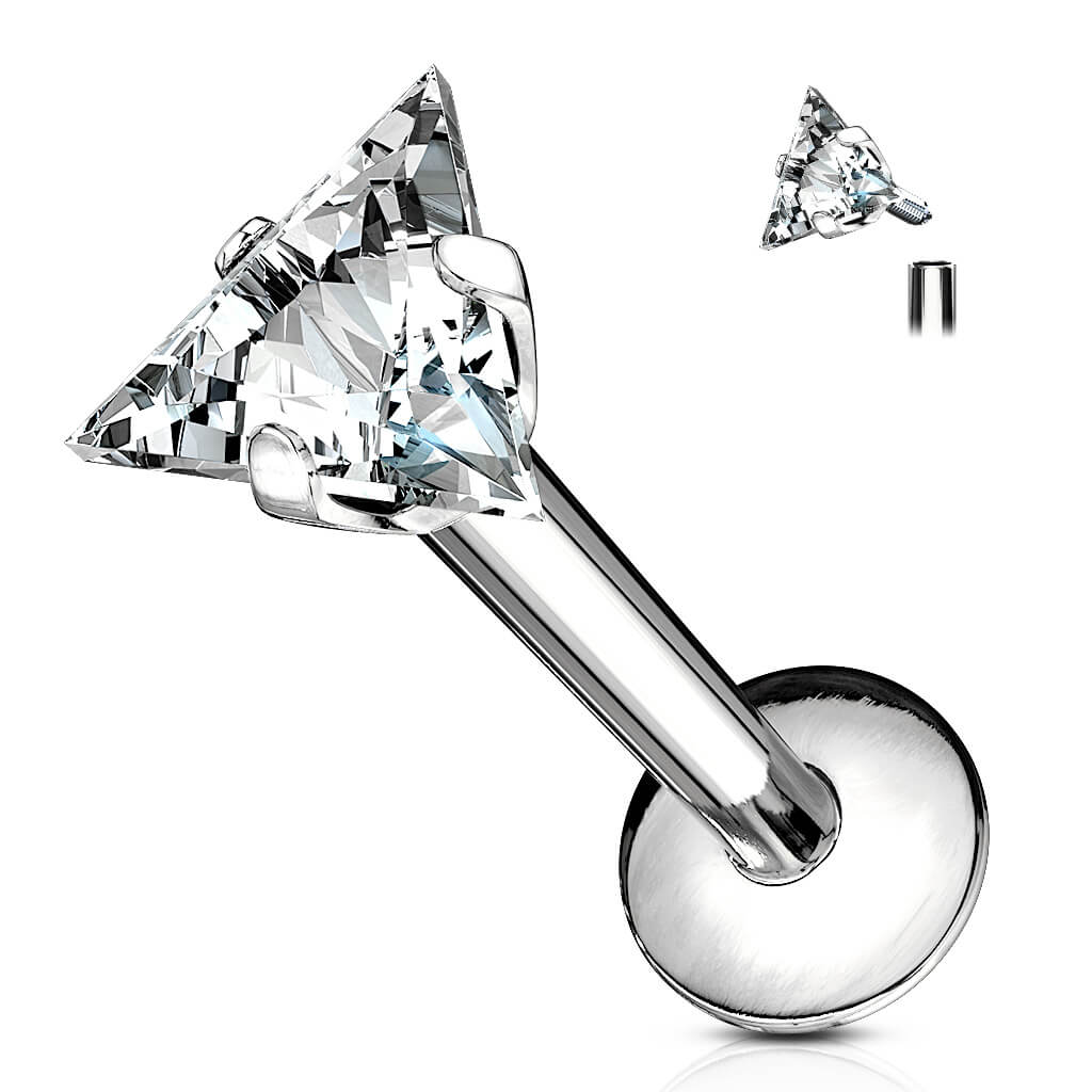 Labret cyrkonia trójkąt gwint wewnętrzny - Image 6