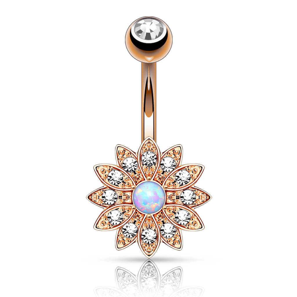 Kolczyk do pępka cyrkonia kwiatek opal - Image 3