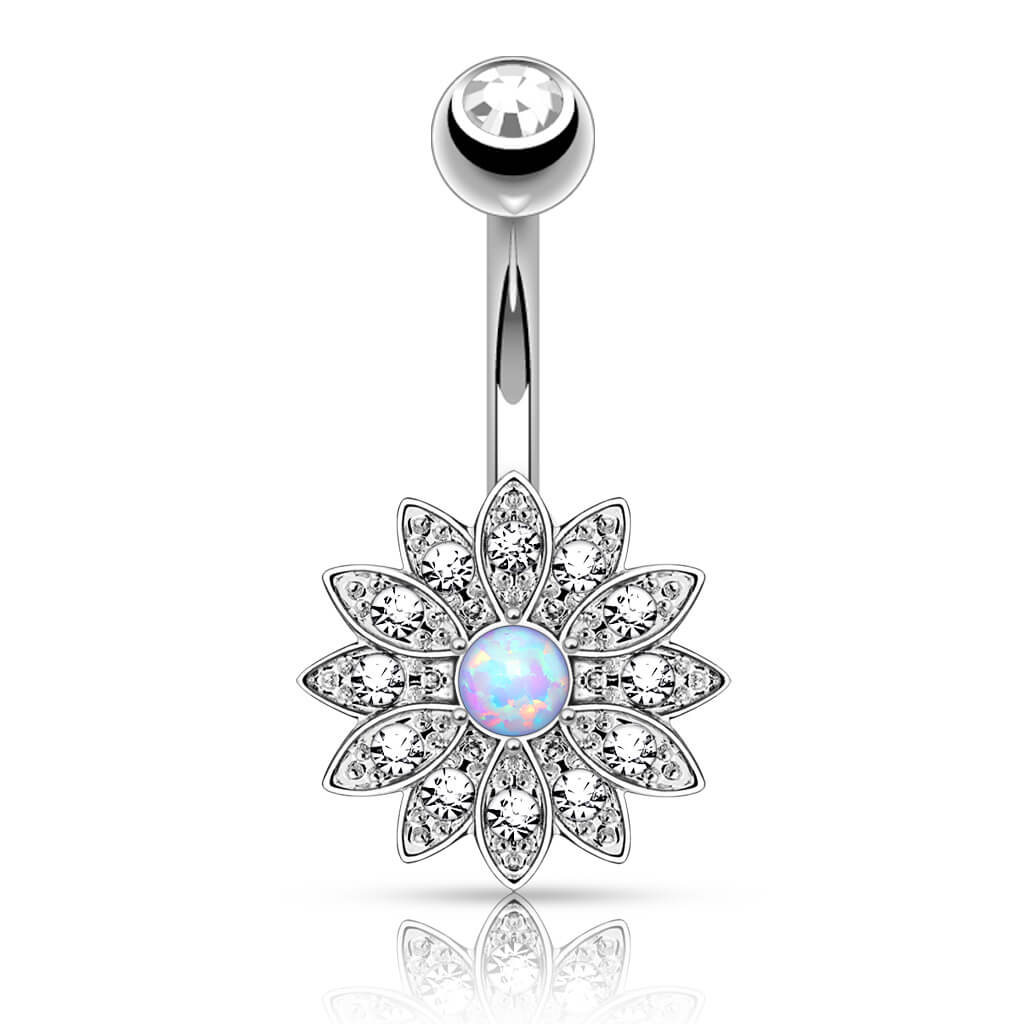 Kolczyk do pępka cyrkonia kwiatek opal - Image 4