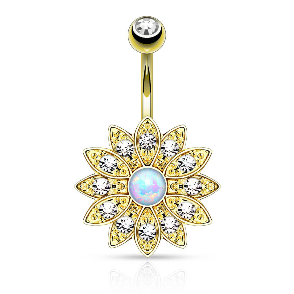 Kolczyk do pępka kwiatek cyrkonia opal - Image 4