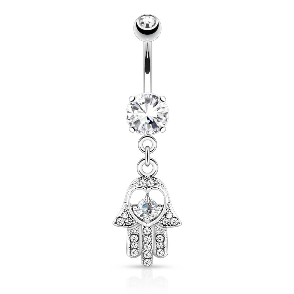 Kolczyk do pępka zawieszka hamsa cyrkonia srebrny - Image 2