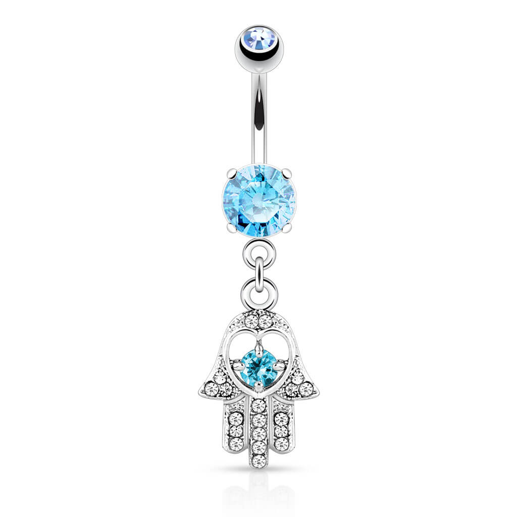 Kolczyk do pępka zawieszka hamsa cyrkonia srebrny - Image 4