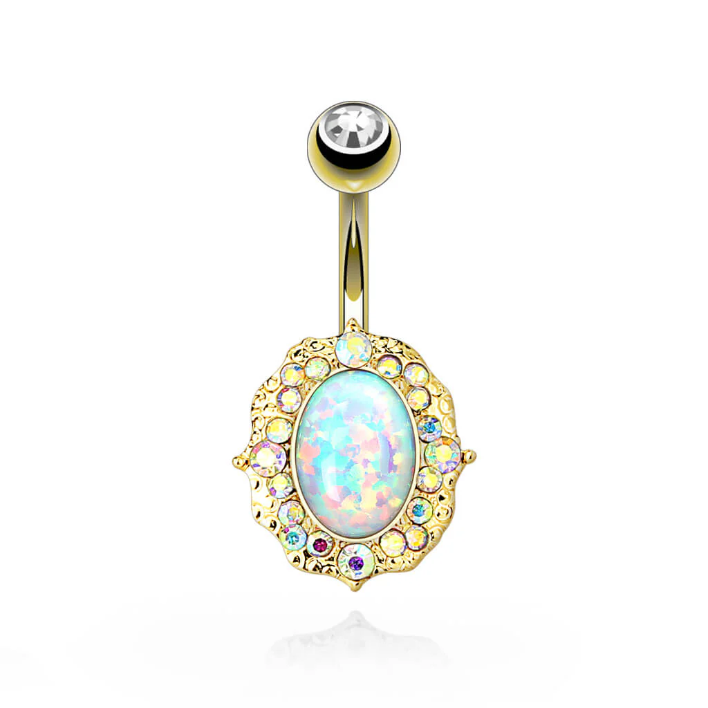 Kolczyk do pępka owalna cyrkonia opal - Image 2