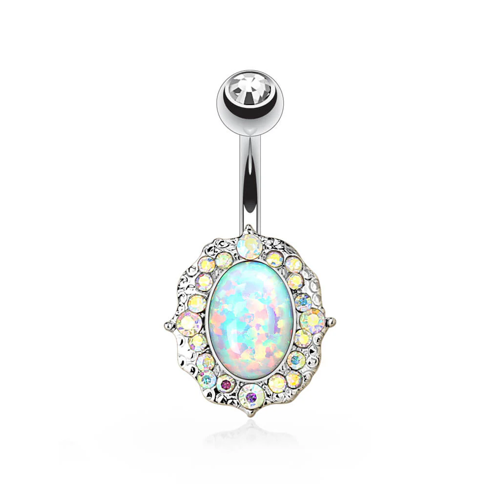Kolczyk do pępka owalna cyrkonia opal - Image 3