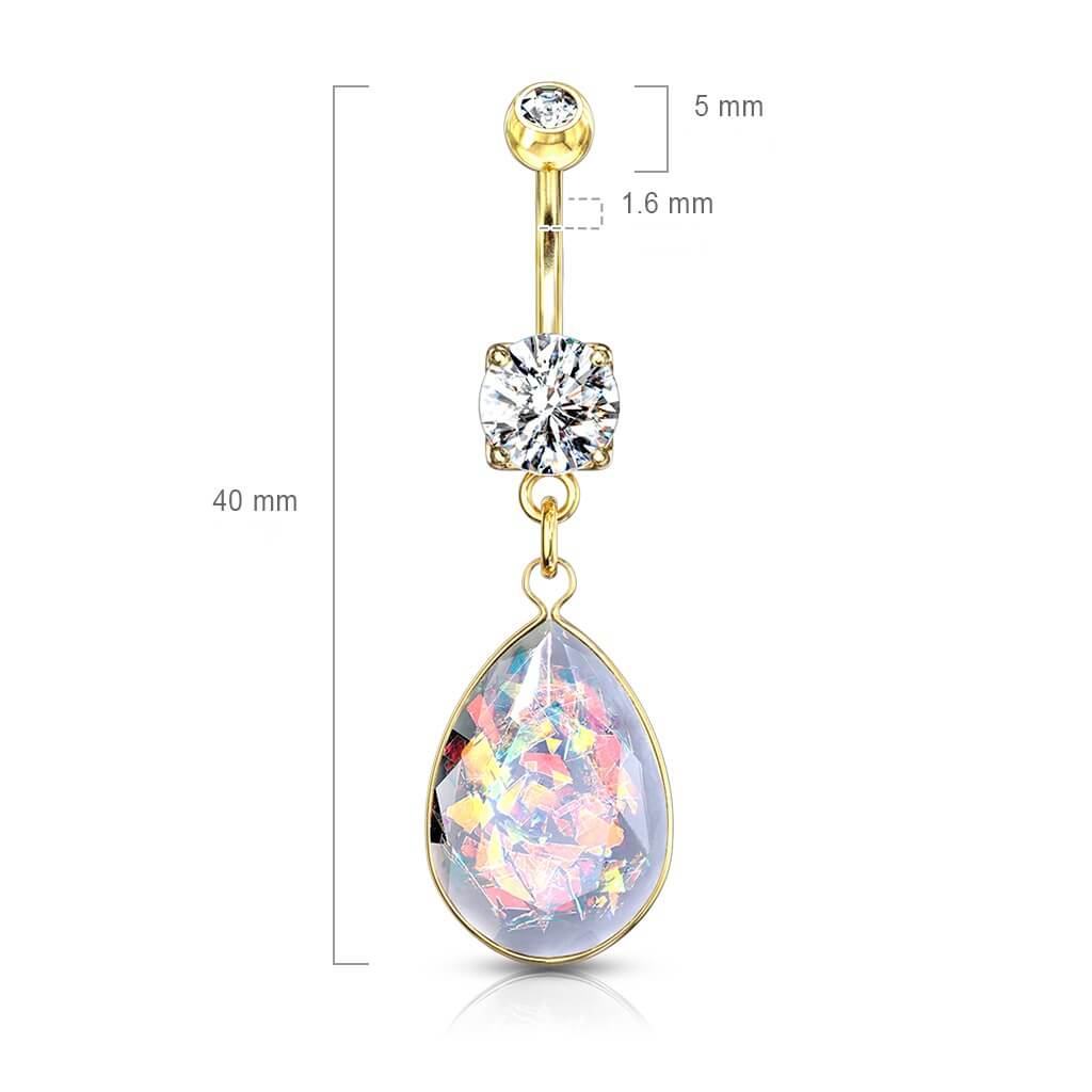 Kolczyk do pępka tęczowa zawieszka opal - Image 2