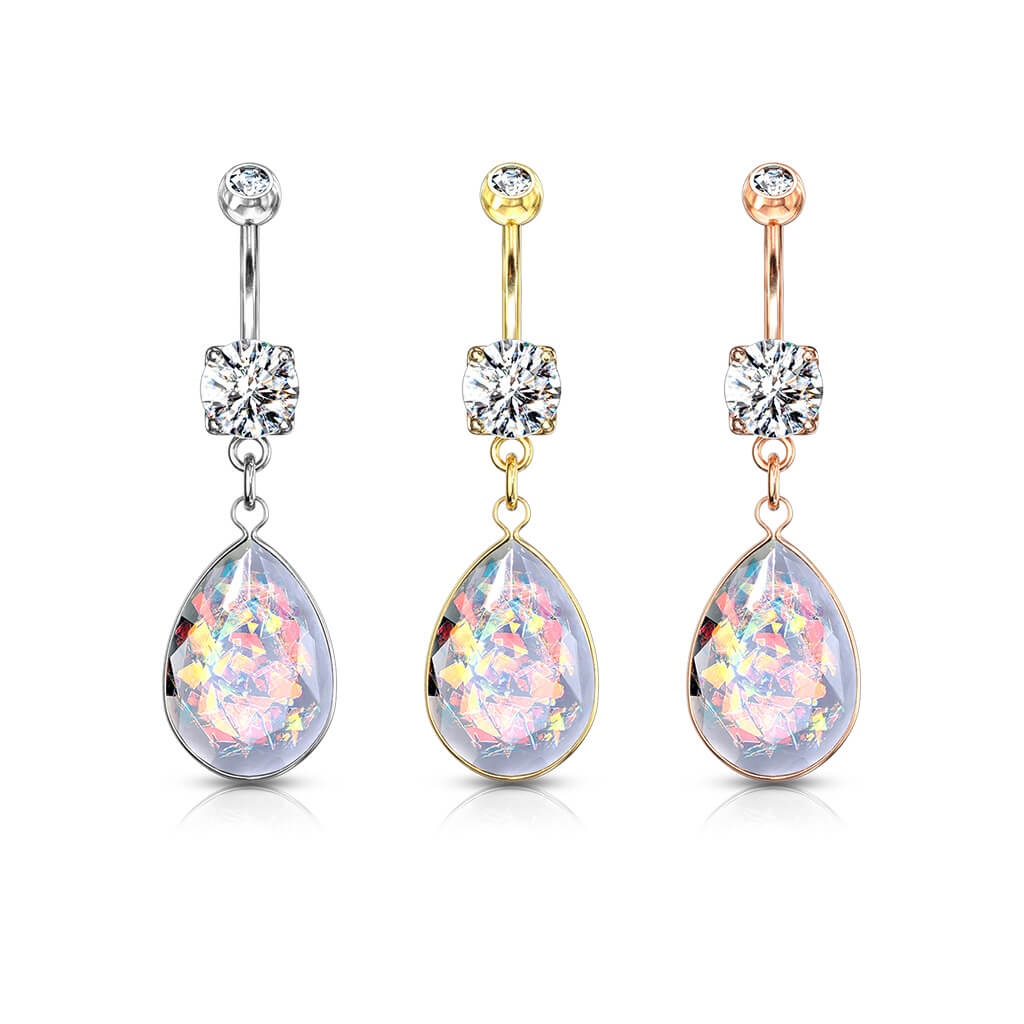 Kolczyk do pępka tęczowa zawieszka opal - Image 3