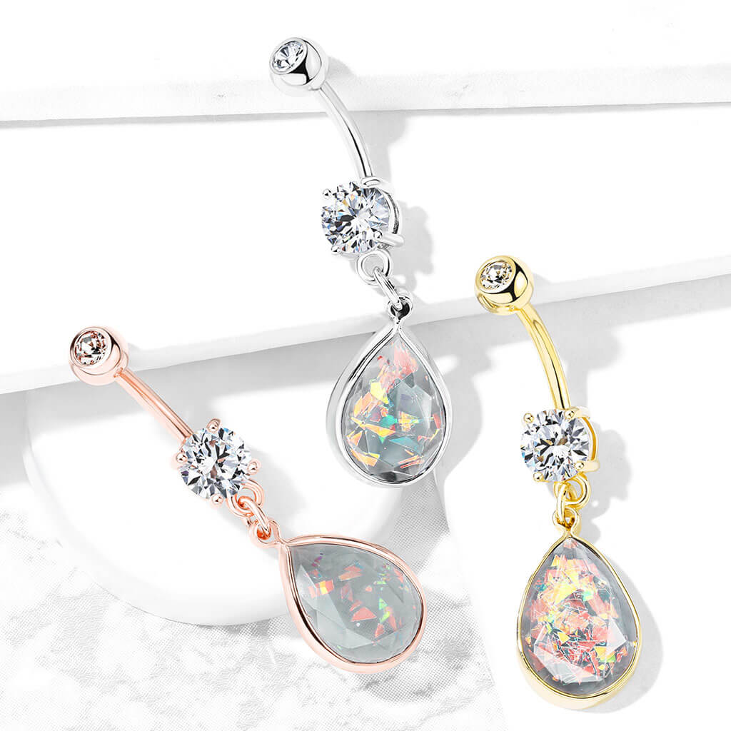 Kolczyk do pępka tęczowa zawieszka opal - Image 5