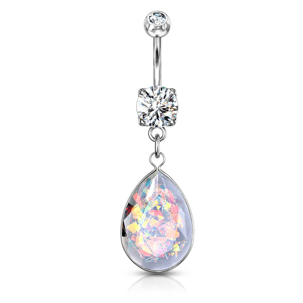 Kolczyk do pępka tęczowa zawieszka opal - Image 6