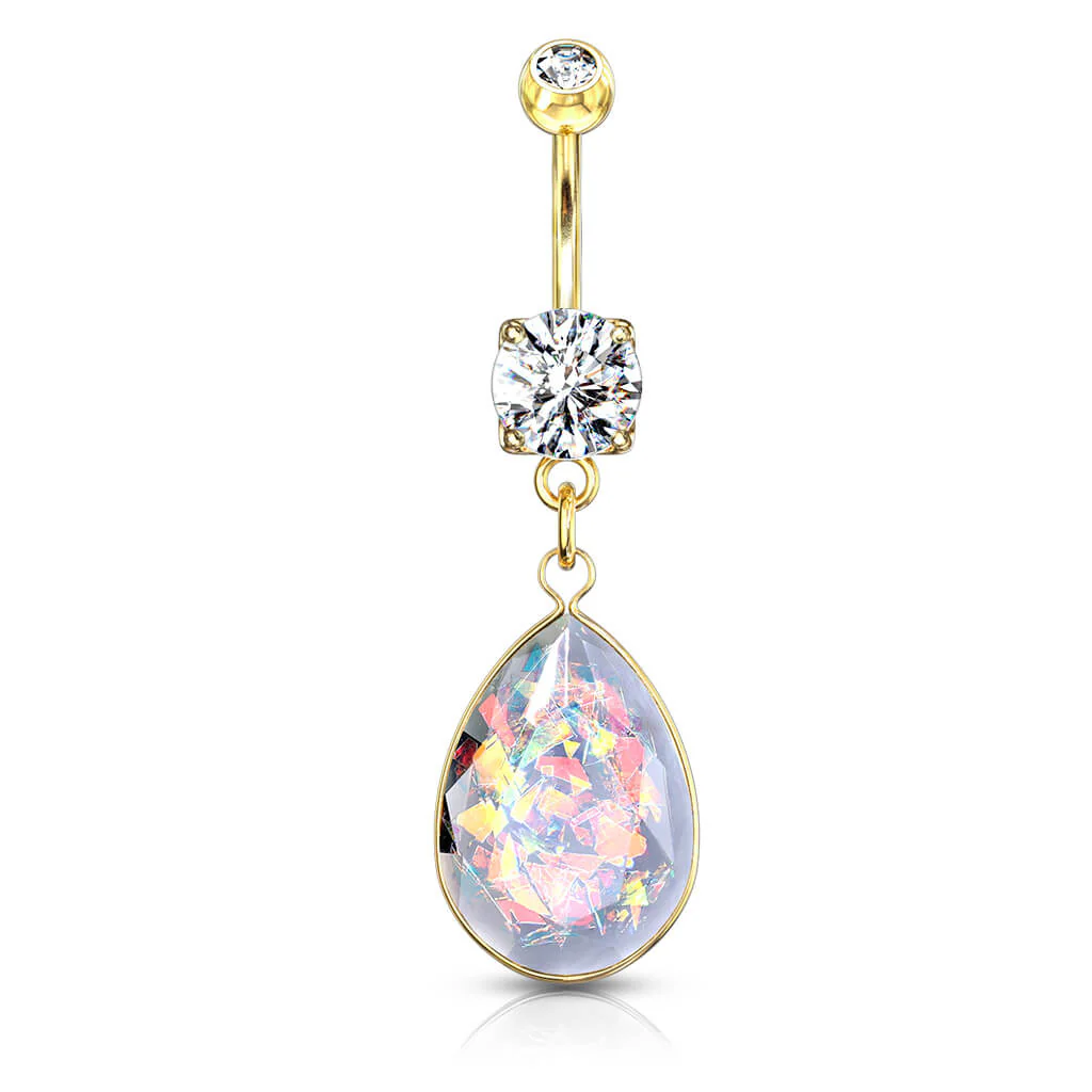Kolczyk do pępka tęczowa zawieszka opal - Image 7