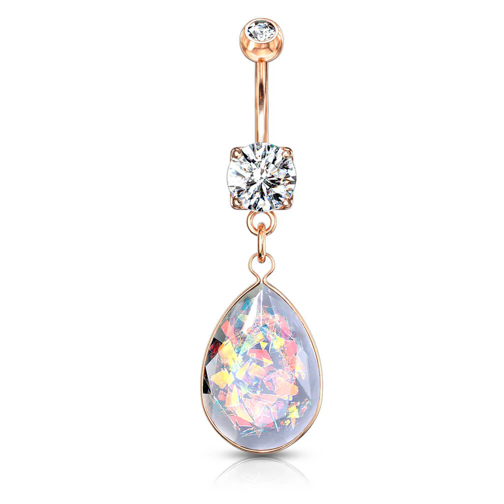 Kolczyk do pępka tęczowa zawieszka opal - Image 8