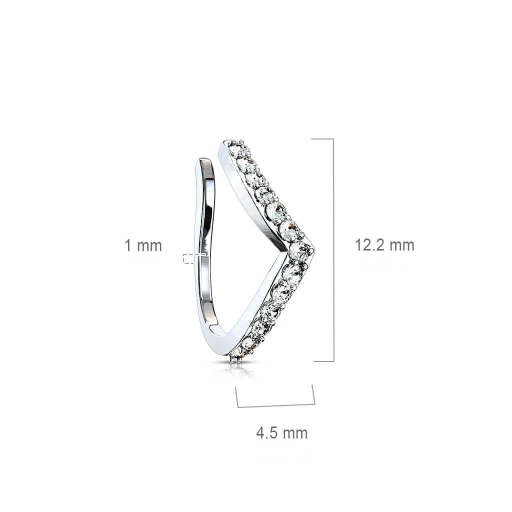 Fake piercing do nosa pasek cyrkonia srebrny kolczyk rozginany - Image 2