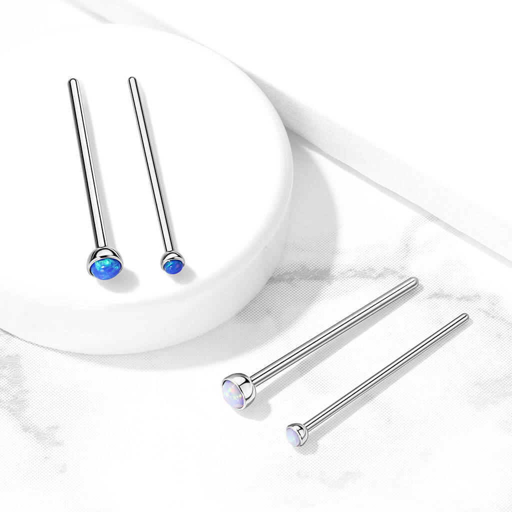 Kolczyk do nosa fishtail opal srebrny - Image 4
