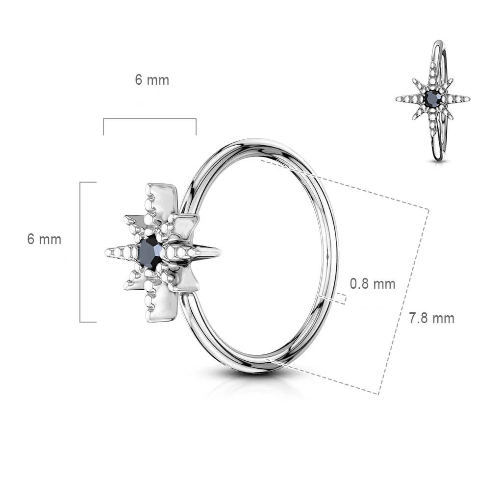 Kółko cyrkonia gwiazda kolczyk rozginany - Image 2