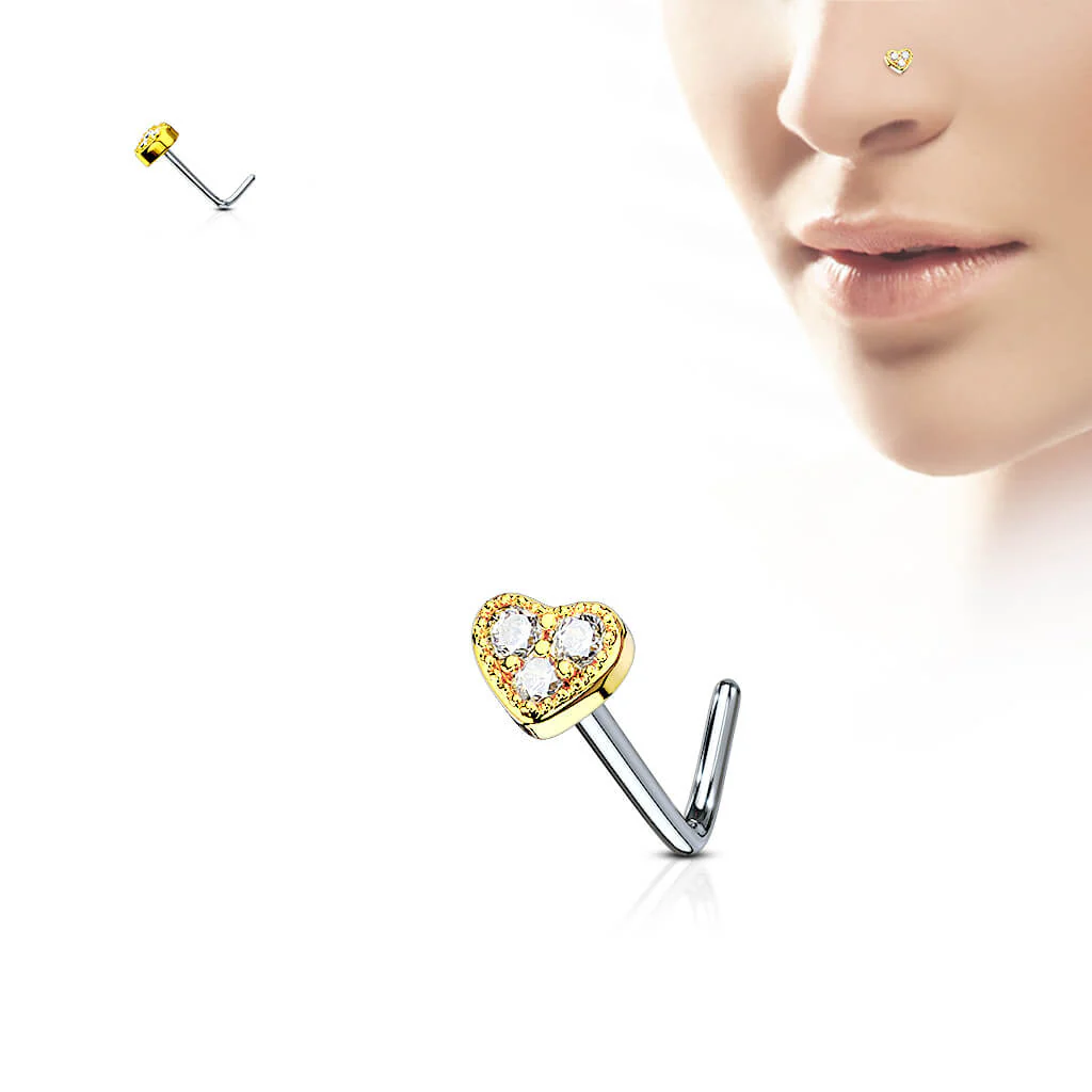 Kolczyk do nosa w kształcie litery l cyrkonia - Image 3