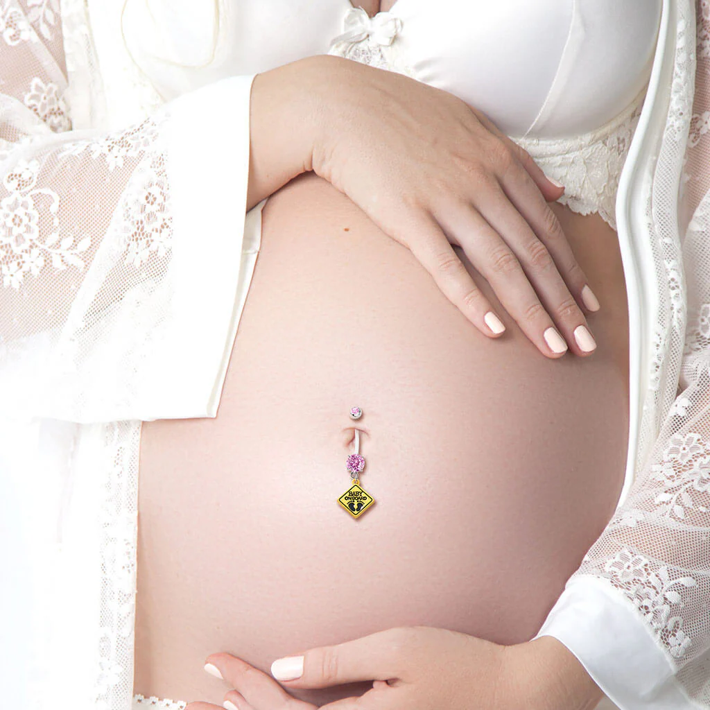 Kolczyk do pępka baby on bord zawieszka cyrkonia okrągła - Image 4