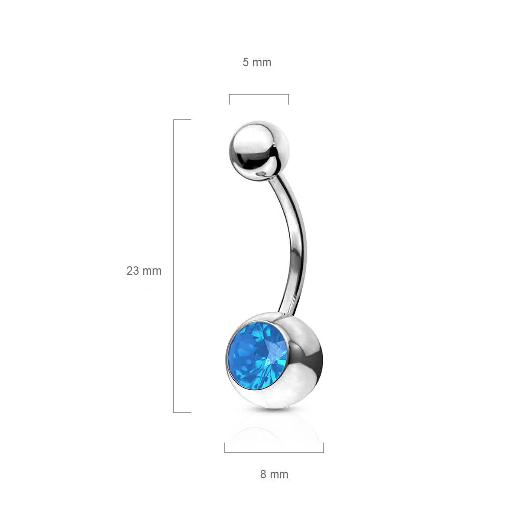 Kolczyk do pępka opal w oprawie bezel srebrny - Image 2
