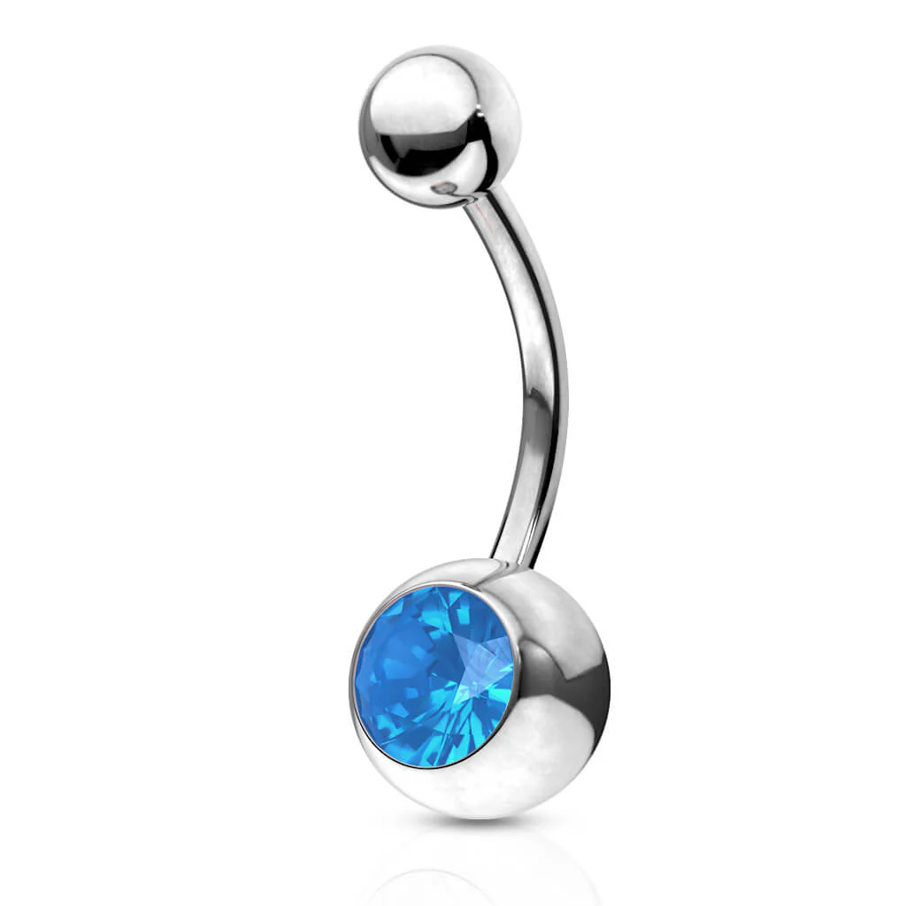 Kolczyk do pępka opal w oprawie bezel srebrny - Image 4
