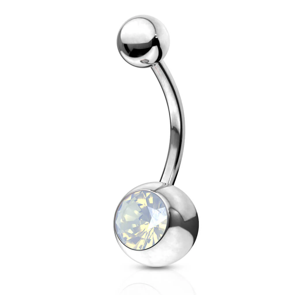 Kolczyk do pępka opal w oprawie bezel srebrny - Image 5