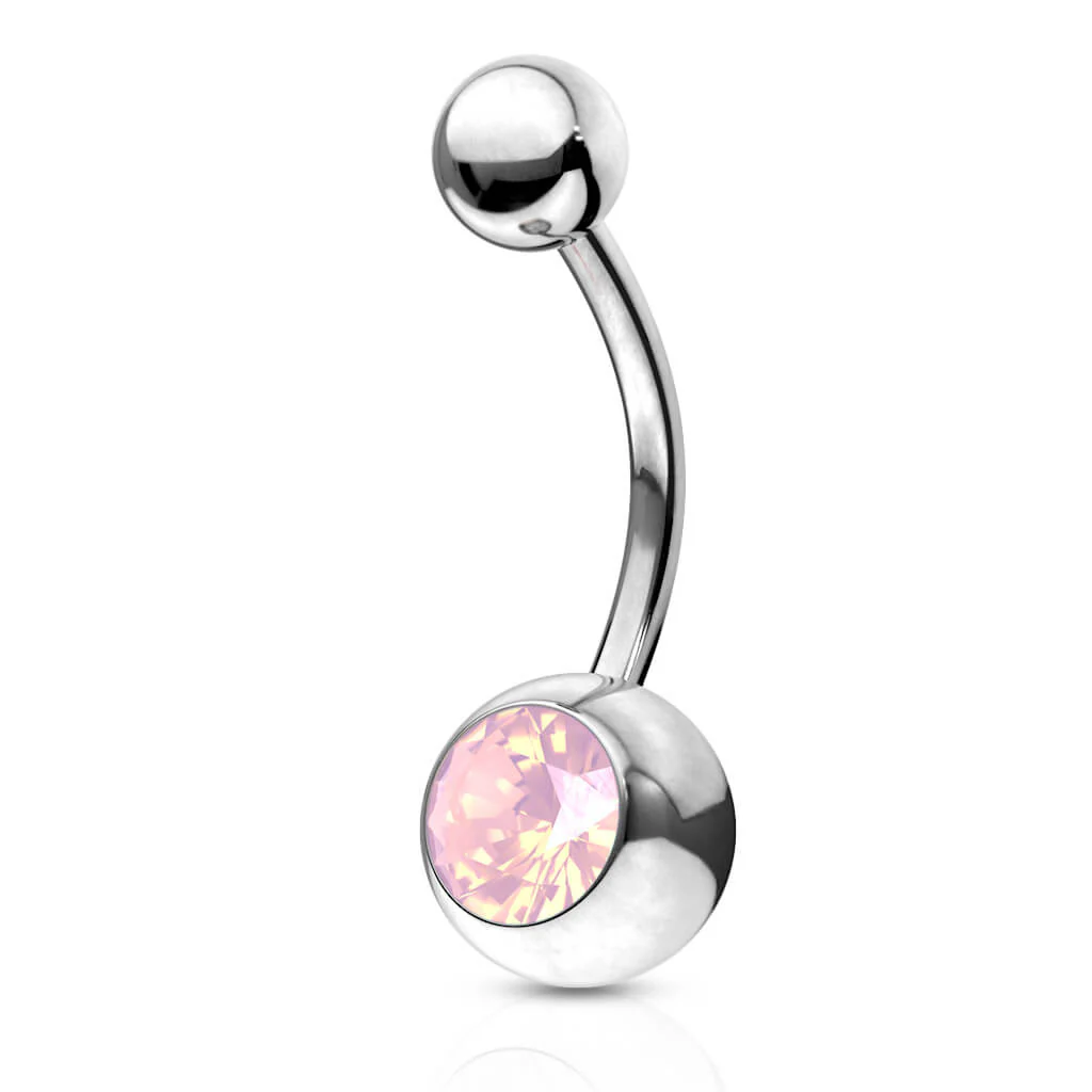 Kolczyk do pępka opal w oprawie bezel srebrny - Image 6