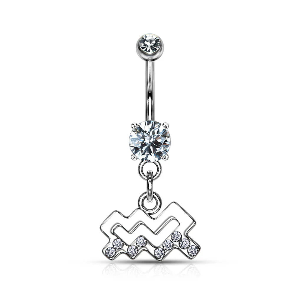 Kolczyk do pępka znak zodiaku zawieszka cyrkonia srebrny - Image 13