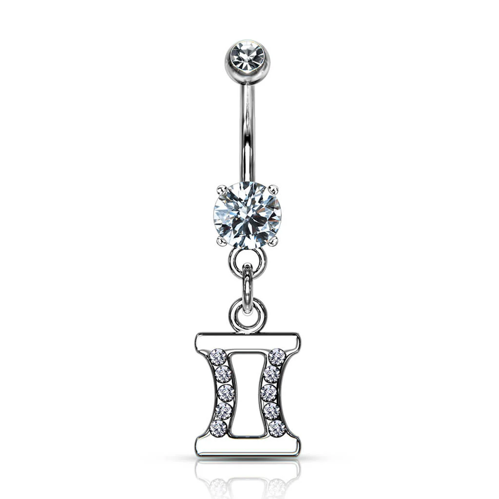 Kolczyk do pępka znak zodiaku zawieszka cyrkonia srebrny - Image 14