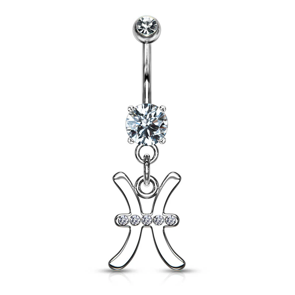 Kolczyk do pępka znak zodiaku zawieszka cyrkonia srebrny - Image 3