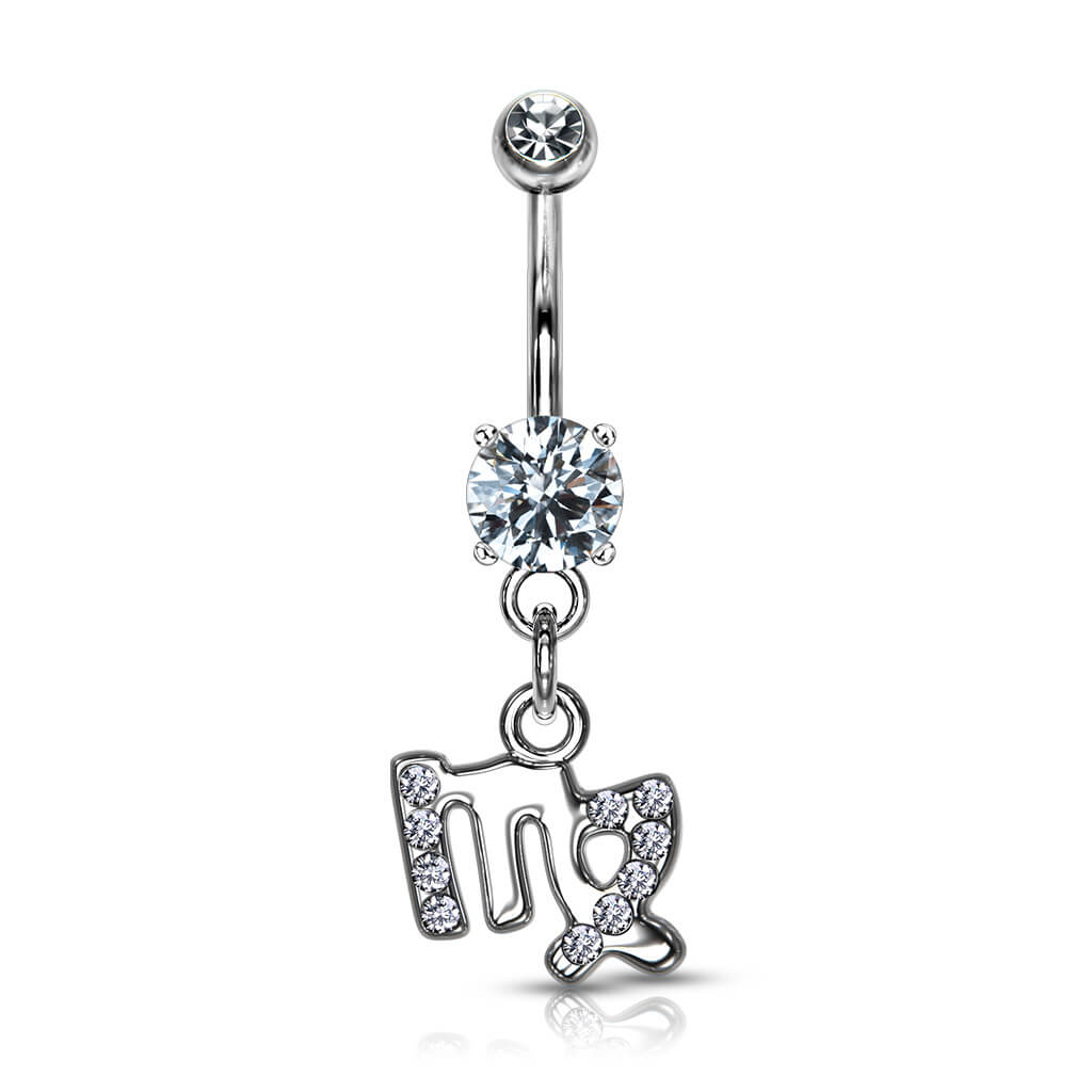 Kolczyk do pępka znak zodiaku zawieszka cyrkonia srebrny - Image 4