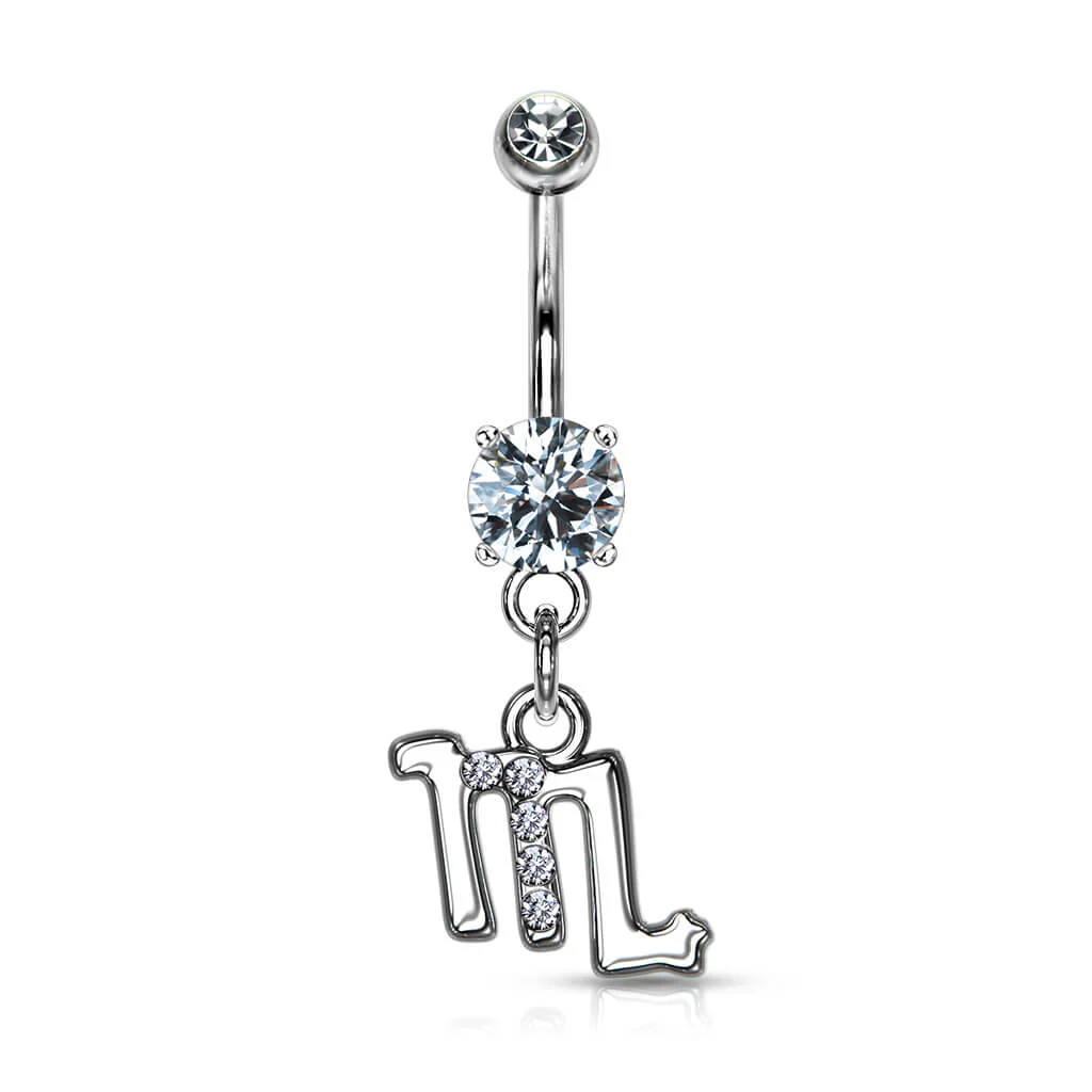 Kolczyk do pępka znak zodiaku zawieszka cyrkonia srebrny - Image 5