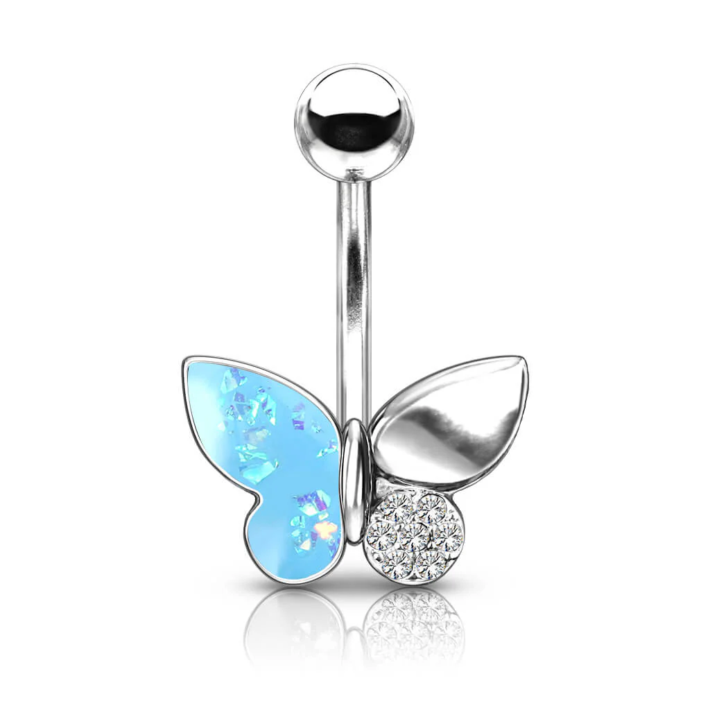 Kolczyk do pępka motyl cyrkonia opal srebrny - Image 7