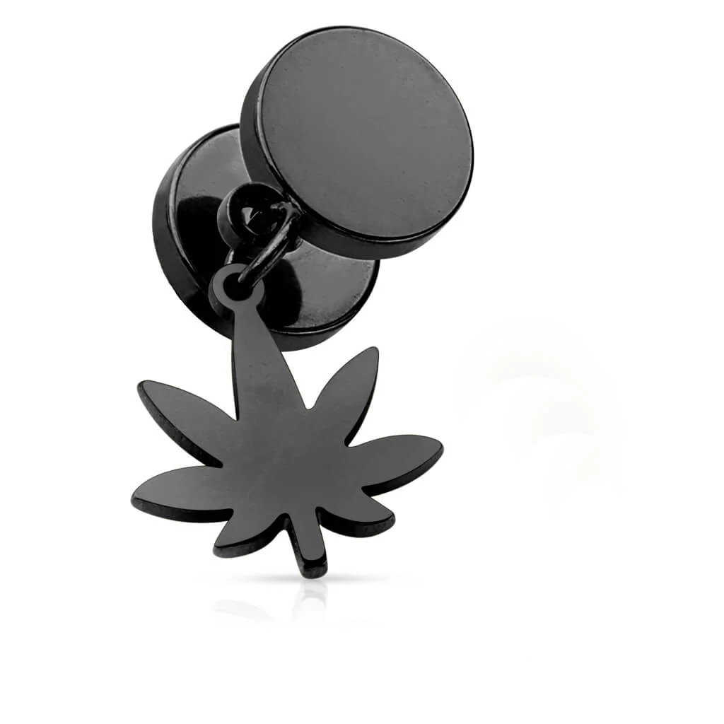 Fake plug zawieszka liść konopi złoty gwint wewnętrzny - Image 3