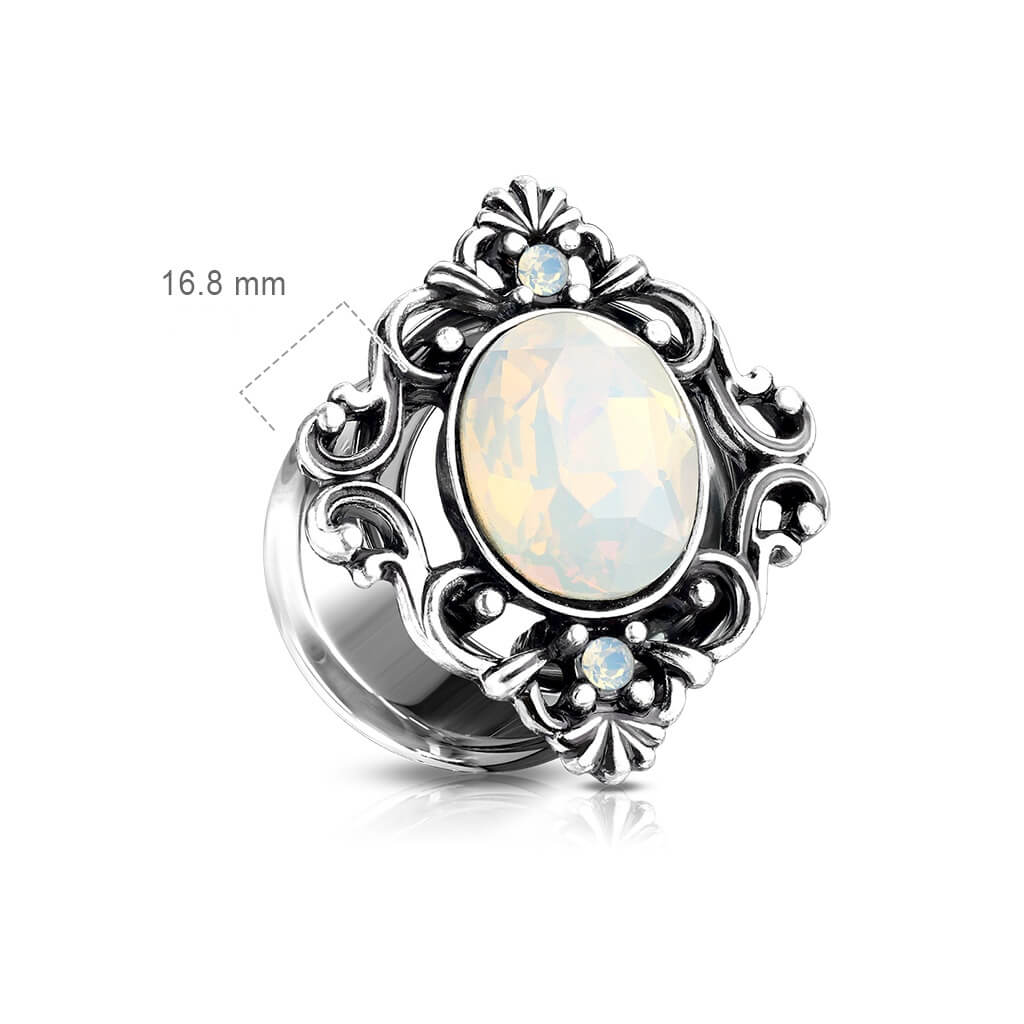 Plug owalny srebrny opal - Image 2