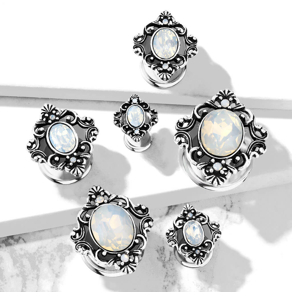 Plug owalny srebrny opal - Image 4