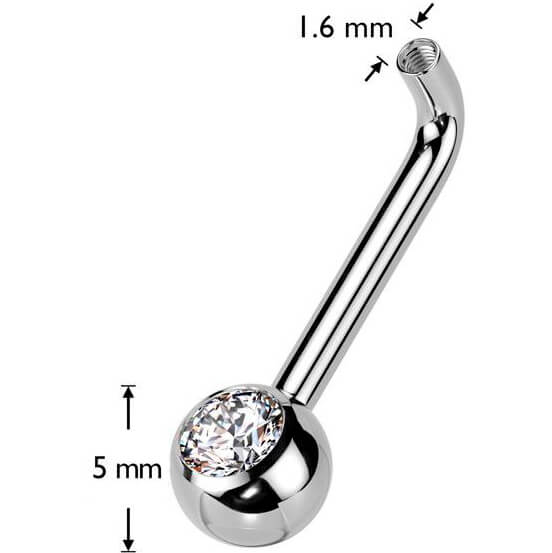 Tytan sztanga christina piercing cyrkonia gwint wewnętrzny - Image 2