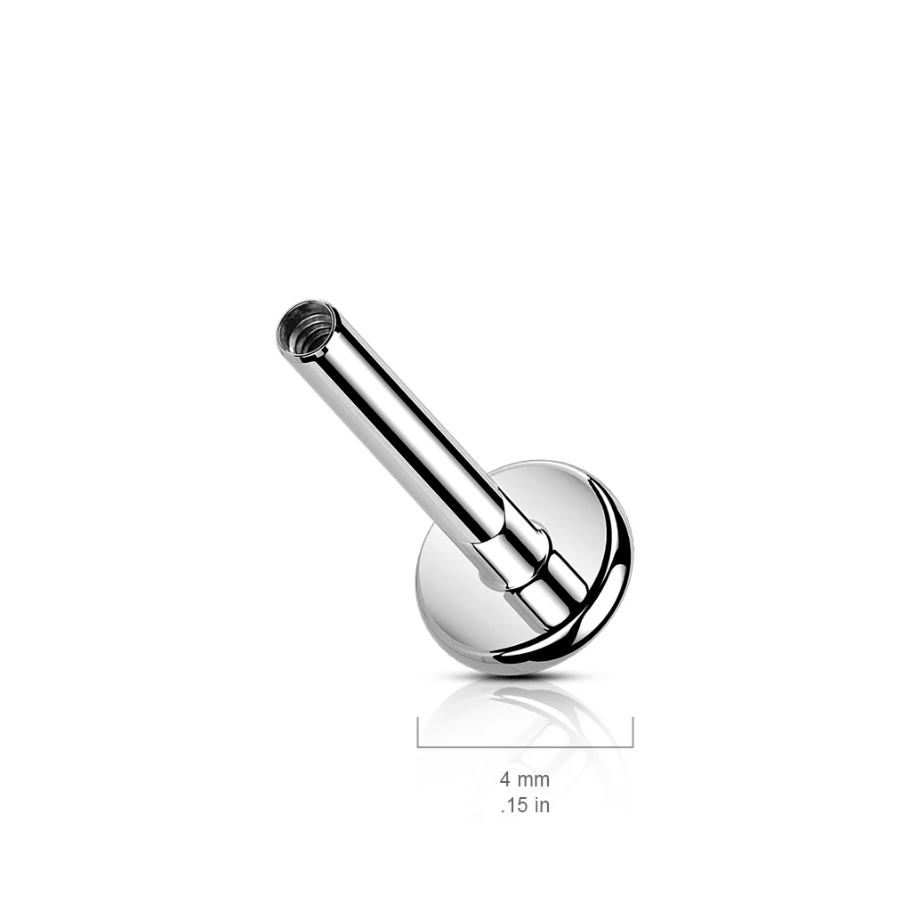 Tytan pręcik labret z płaską podstawą 4mm gwint wewnętrzny - Image 2