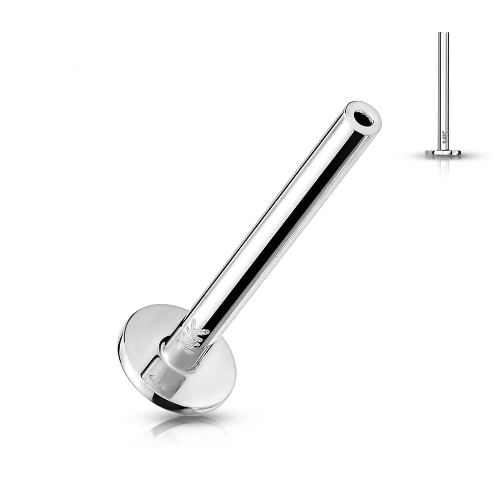 Złoto 585 pręcik labret z płaską podstawą push-in - Image 3