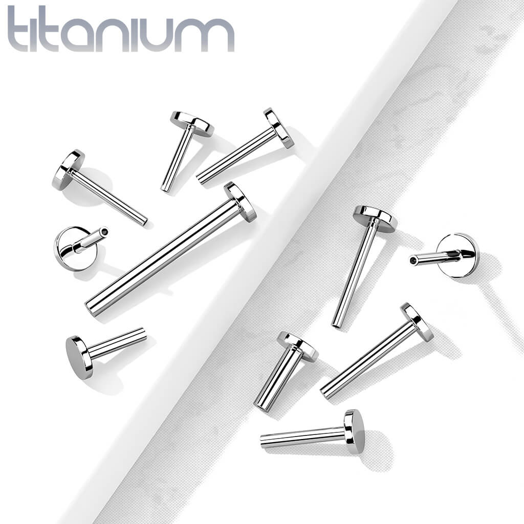 Tytan pręcik labret z płaską podstawą 4mm push-in - Image 3