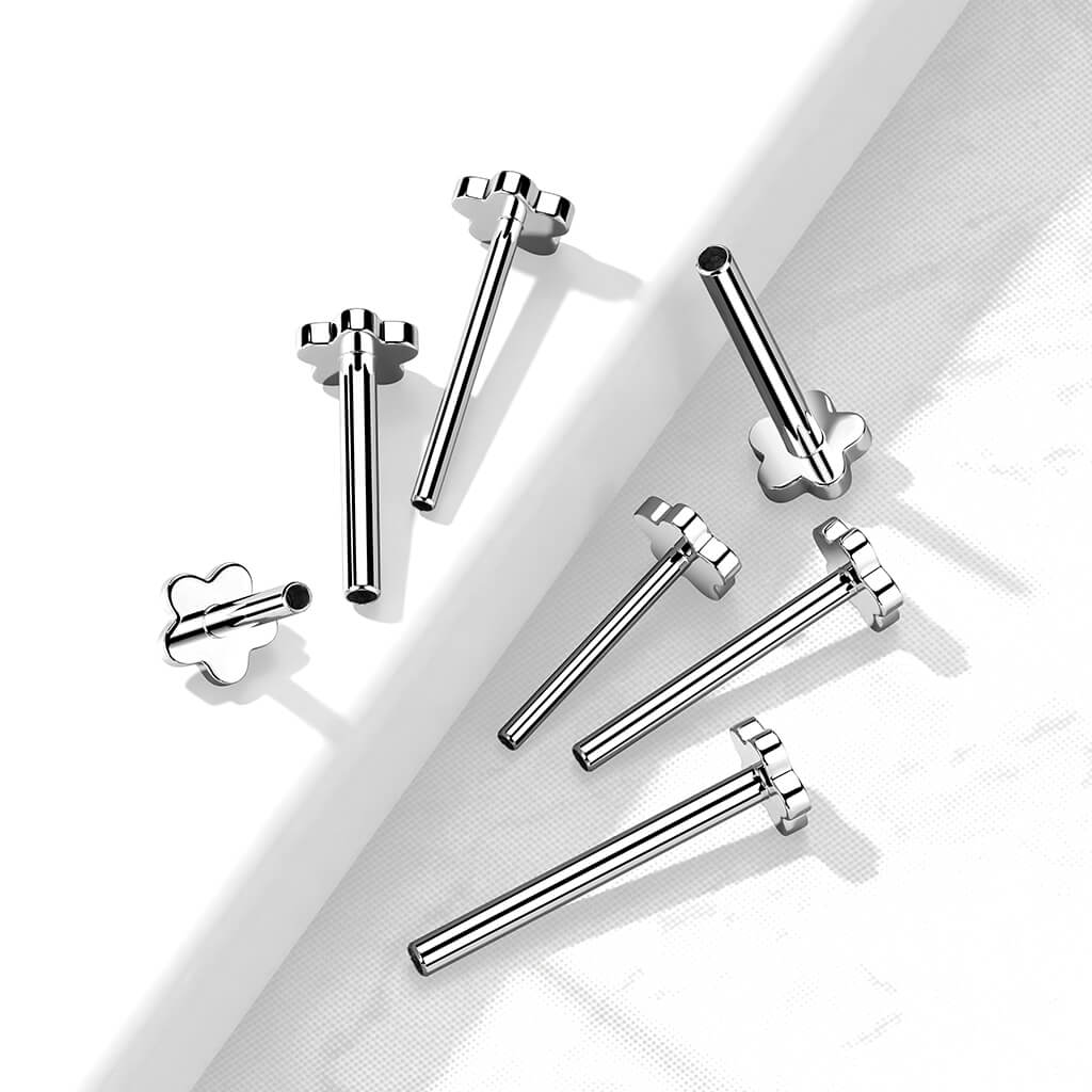 Tytan pręcik labret z podstawą w kształcie kwiatka push-in - Image 3