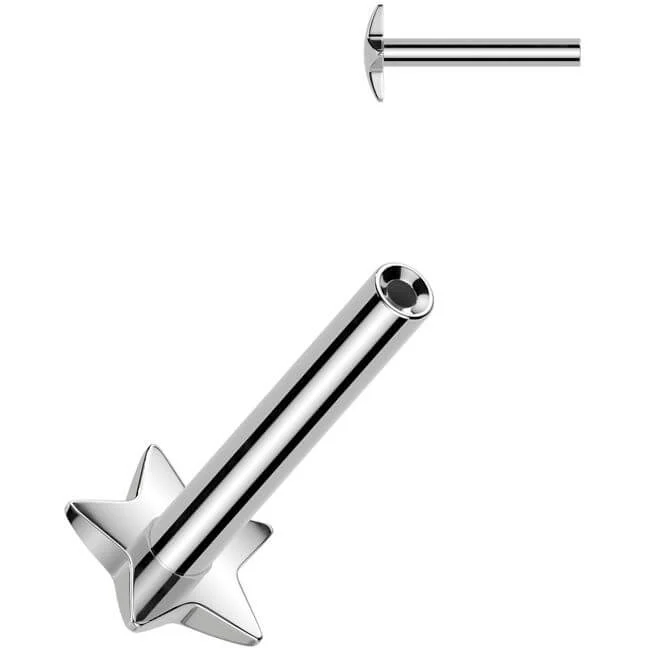 Tytan pręcik labret podstawa gwiazdka push-in - Image 3