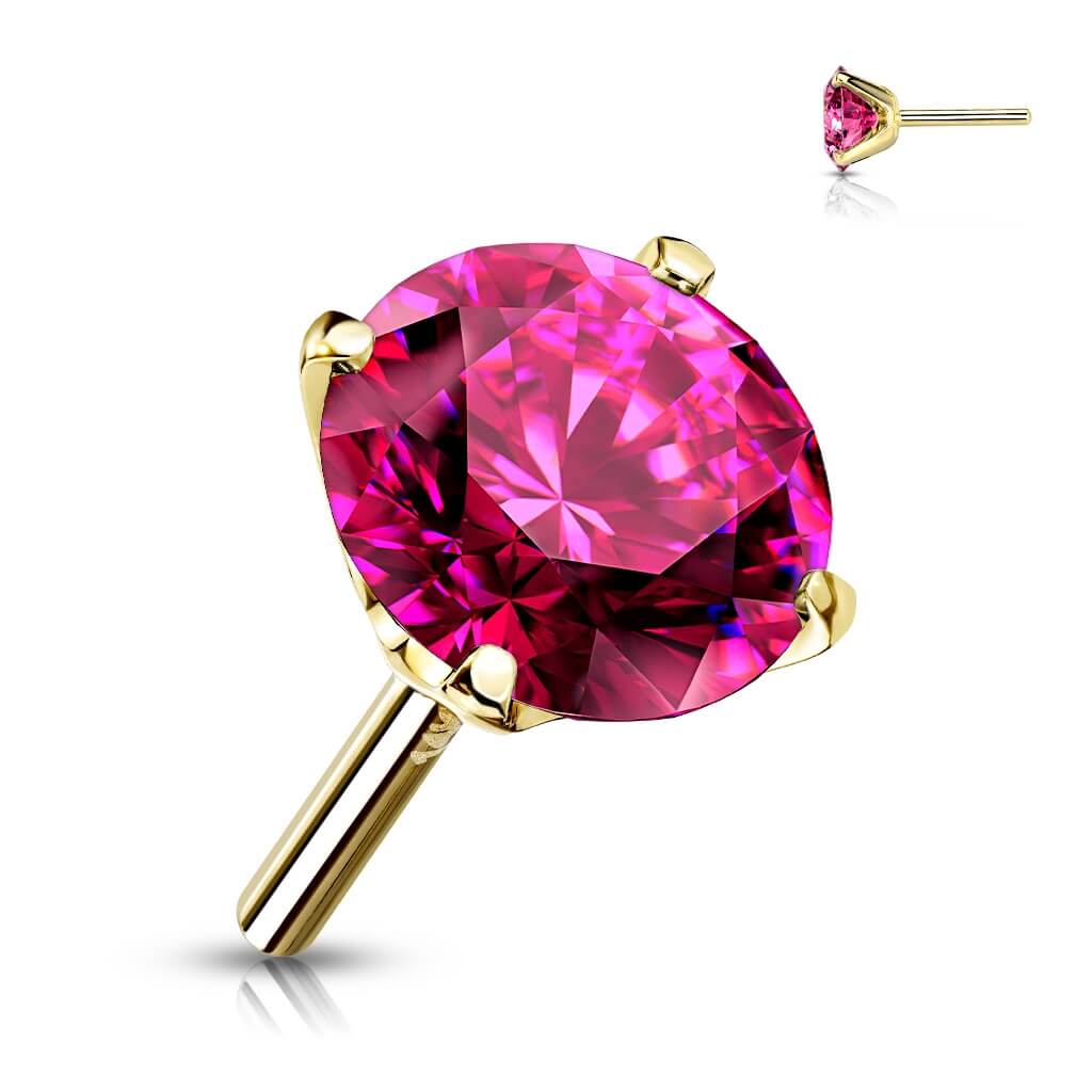 Złoto 585 nakrętka okrągła cyrkonia push-in - Image 9