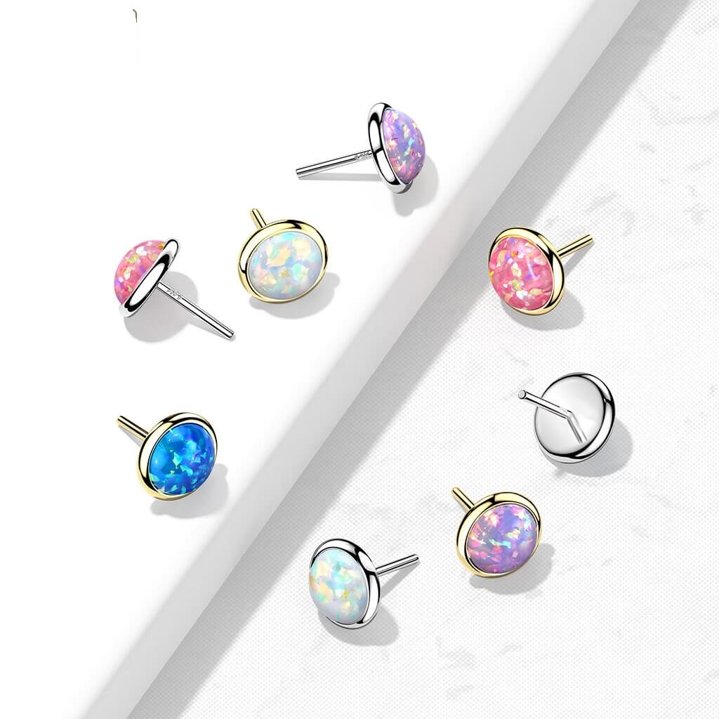 Złoto 585 nakrętka okrągły opal płaski push-in - Image 3