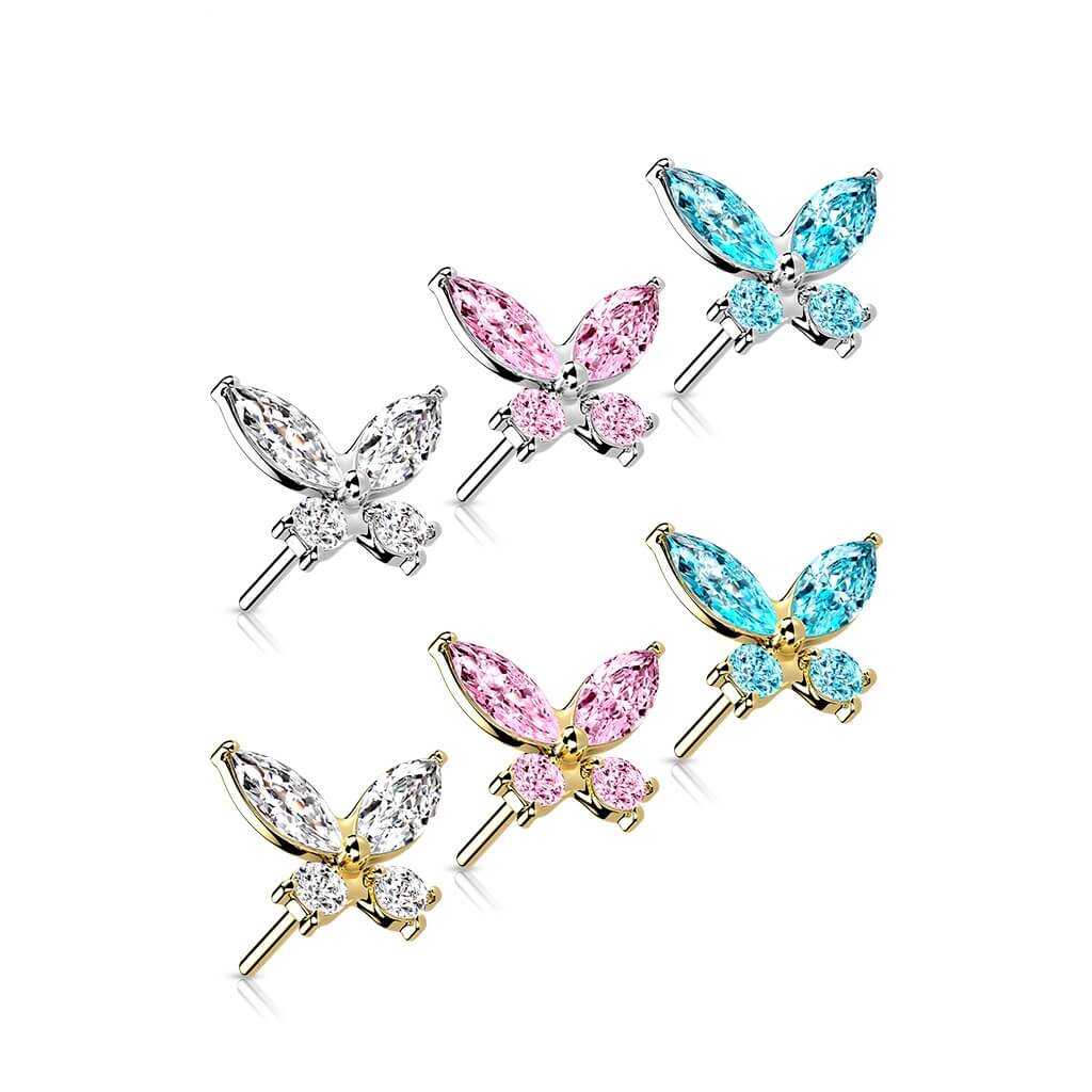 Złoto 585 nakrętka motyl cyrkonia push-in - Image 3