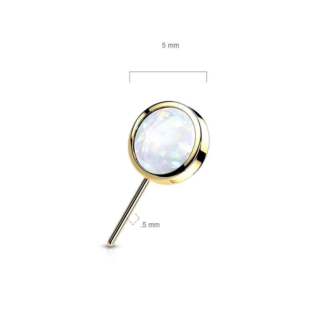 Złoto 585 nakrętka okrągły opal w oprawie bezel push-in - Image 2