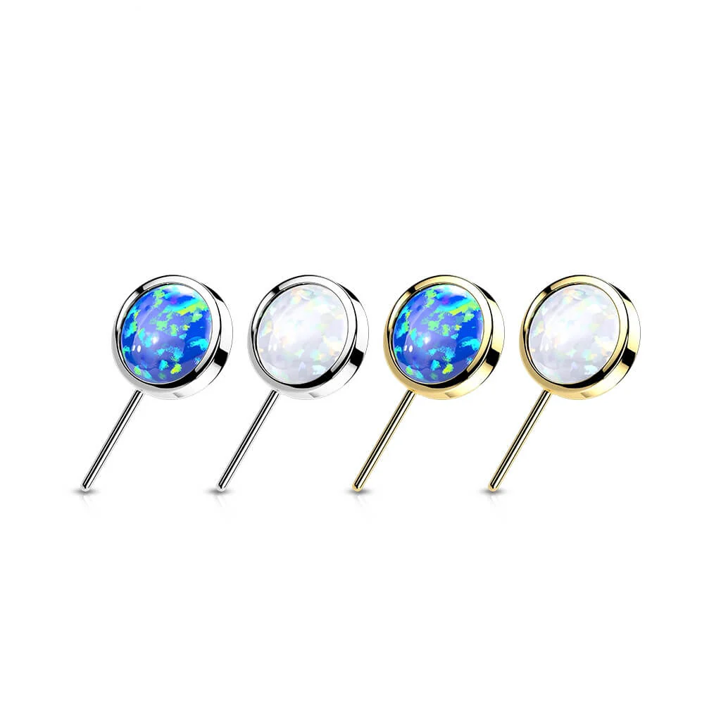 Złoto 585 nakrętka okrągły opal w oprawie bezel push-in - Image 3